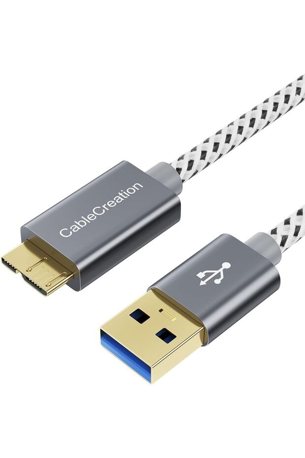 كابل قصير USB3.0 للقرص الصلب بطول 1 قدم، كابل USB 3.0 من النوع A إلى Micro B