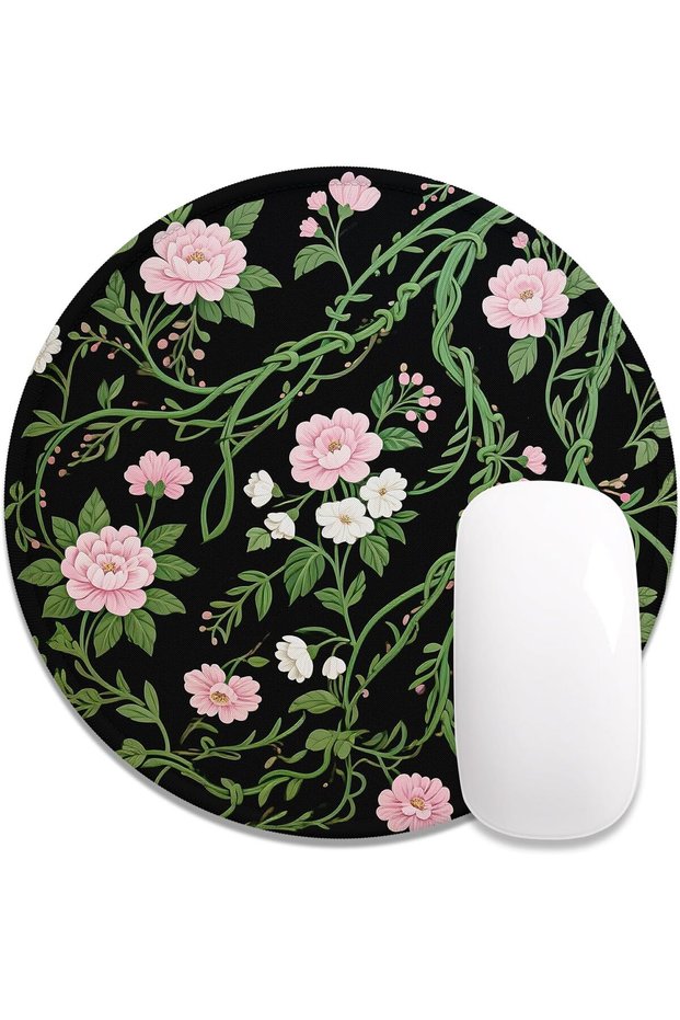 Round Mouse Pad, Cute Small Computer Mouse Mat, Personalized Pattern, Stitched Edge, Non-Slip Rubber