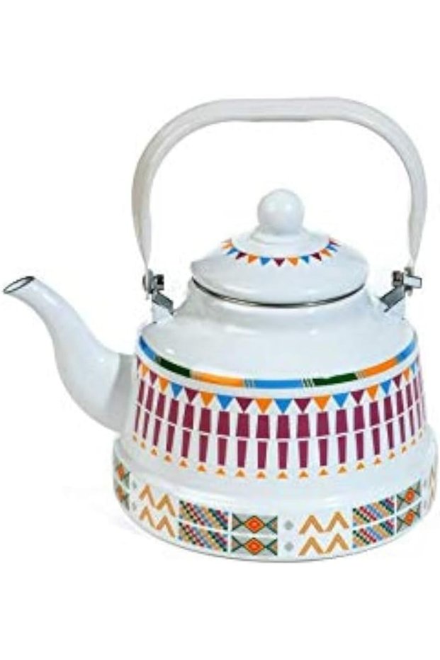 Enamel Kettle Asiri Design (Assorted Colors) (2.3 Liters, White)