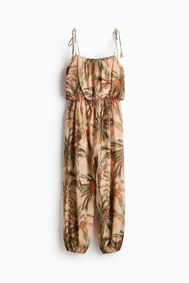 Balloon-leg tie-strap jumpsuit