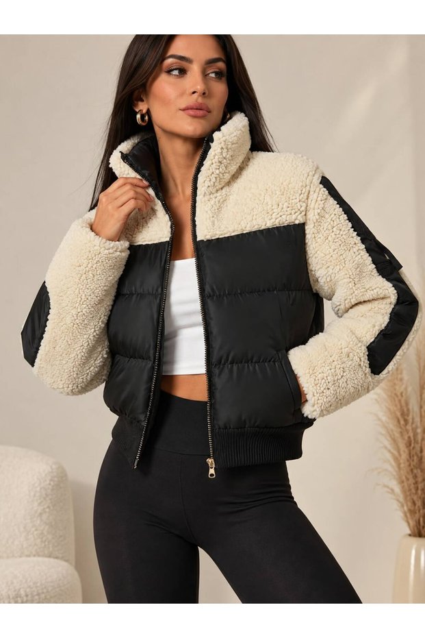 Women's Crop Jacket with Plush Details