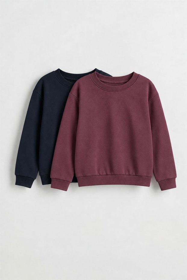Unisex Kids 2-Piece Basic Crew Neck Sweatshirt Set