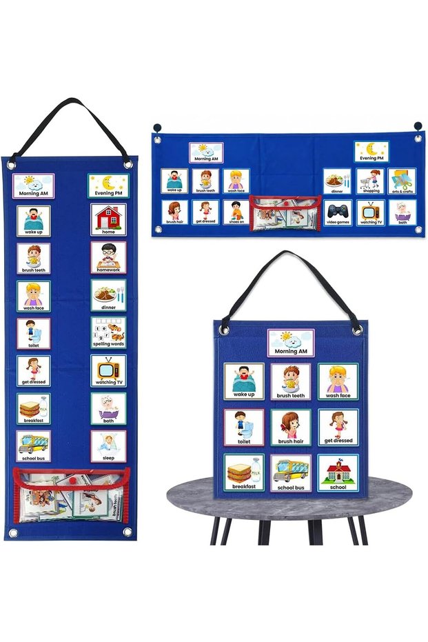 Visual Schedule Chart for Autism & ADHD Kids - 70 Routine Cards (Morning/Night/Outings) - Durable Fe
