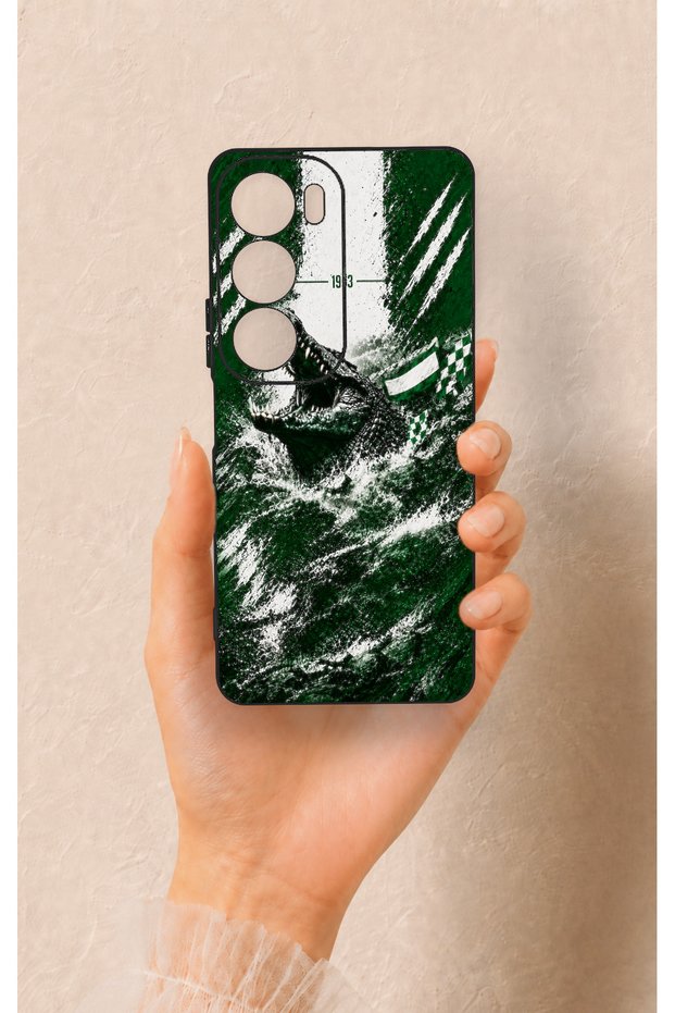Vivo Y19S Compatible Green Crocodile-Themed Patterned Silicone Case.