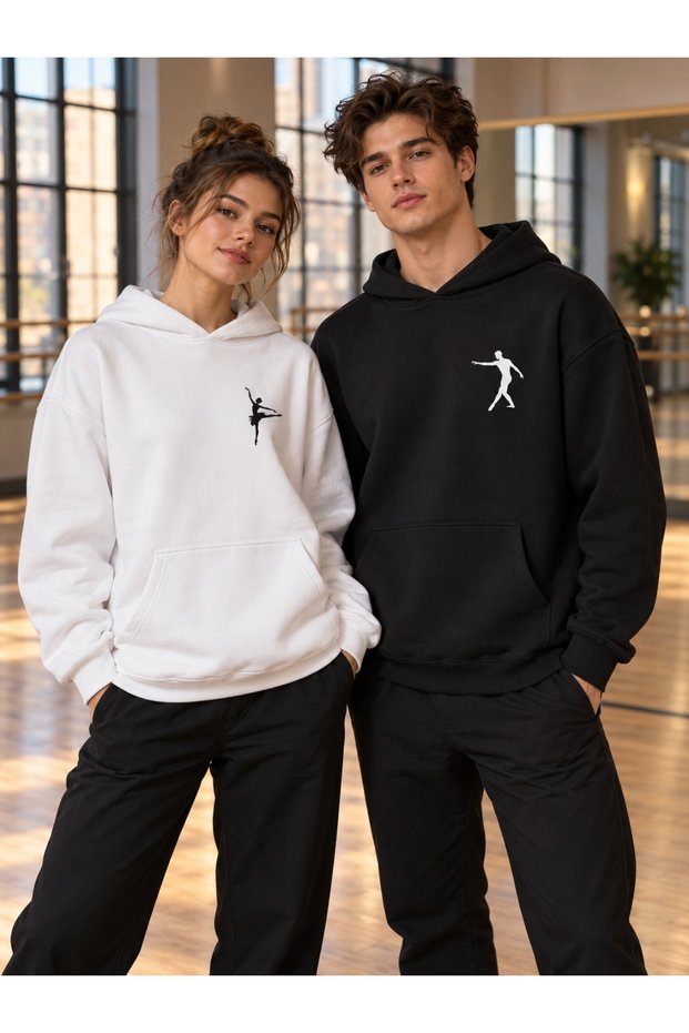 Ballet Dancer Print Oversized Hooded Sweatshirt—Unisex Multicolor Hoodie