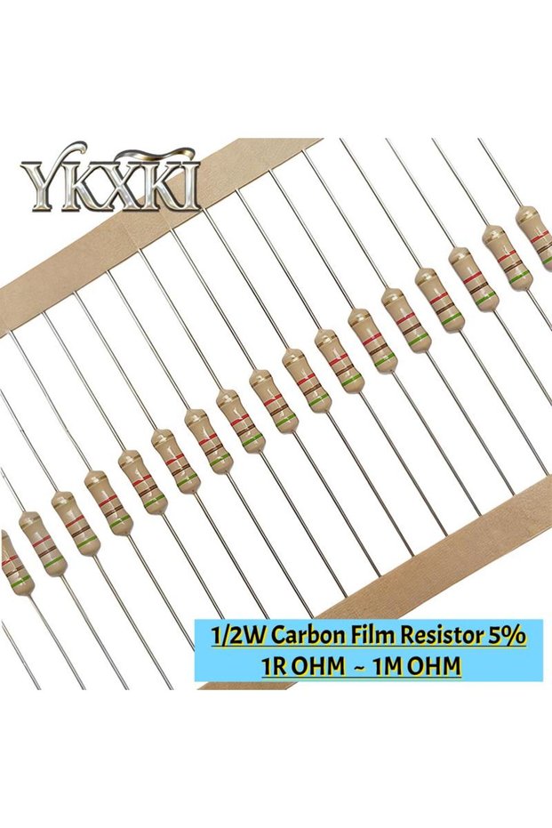 2.2R 100PCS New 1/2W Carbon Film Resistor 5% 1R~1M 100R 220R 1K 1.5K 2.2K 4.7K 10K 22K 47K 100K 100