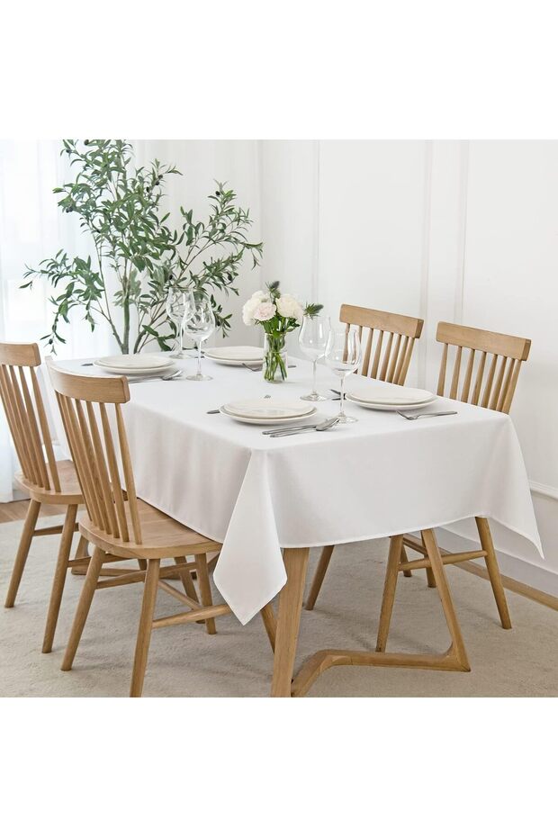مفرش طاولة مستطيل بنسيج مموج مقاوم للماء ومضاد للانسكاب وخالٍ من التجاعيد، للمطبخ وغرفة الطعام
