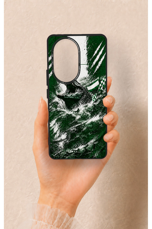 Honor 200 Pro 5g Compatible Green Crocodile-Patterned Silicone Case.