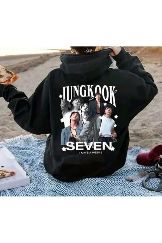 Jungkok Seven Printed Cotton 3-Ply Brushed Inside Oversized Sweatshirt
