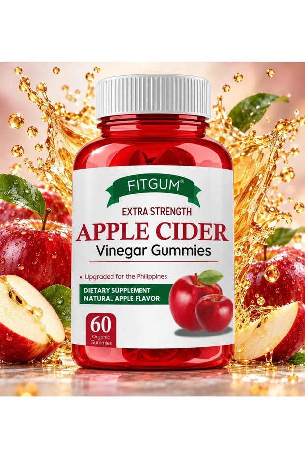 GUM FitGum Apple Cider Vinegar Gummies - 60 Chewable Gummies with Vitamin B12 | Digestive &