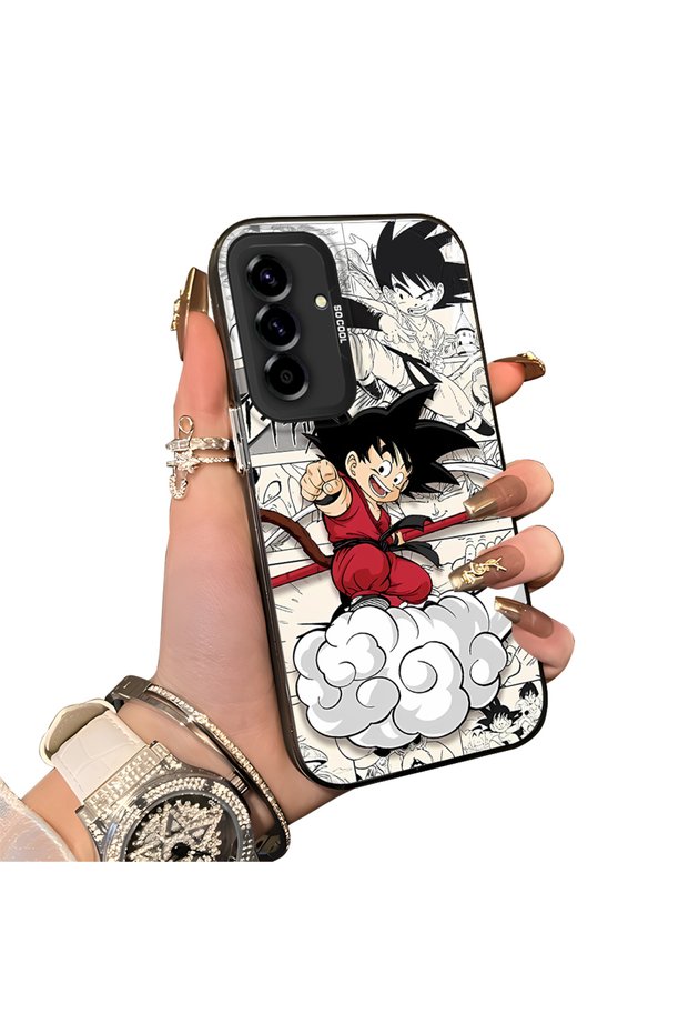 Samsung Galaxy A36 5G Compatible Silicone Hard-Edge Back Case with Goku Design—Romantic Couple Phone Case