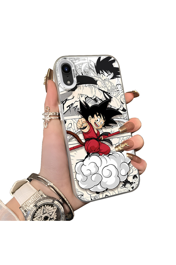 iPhone XR-Compatible Silicone Hard-Edge Back Case with Goku Design—Romantic Couple Phone Case