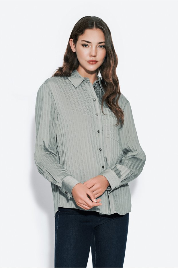 Textured Shirt with Pocket Detail