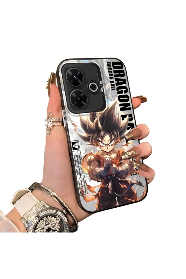 Redmi 13 Compatible Silicone Hard-Edge Back Case with Dragon Ball Design—Cute Couple Phone Case