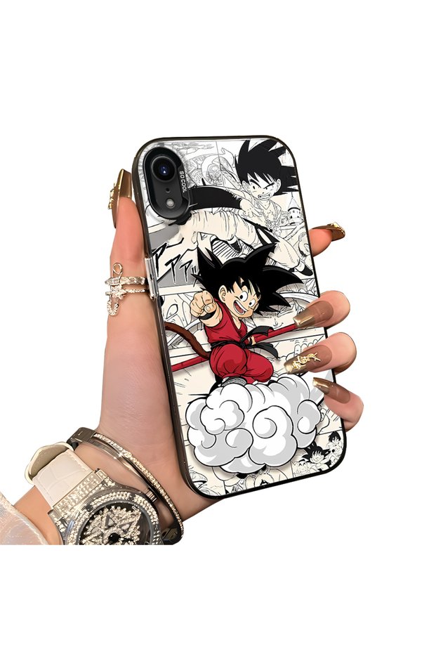 iPhone XR-Compatible Silicone Hard-Edge Back Case with Goku Design—Romantic Couple Phone Case