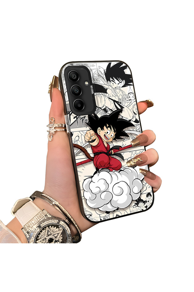 Samsung Galaxy A15 Compatible Silicone Edge-to-Edge Hard Back Case with Goku Design—Romantic Couple Phone Case