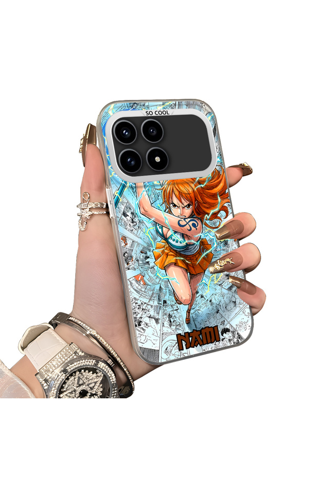 Poco F8 Pro 5G Compatible Silicone Hard-Edge Back Case with Nami Pattern—Romantic Couple Phone Case