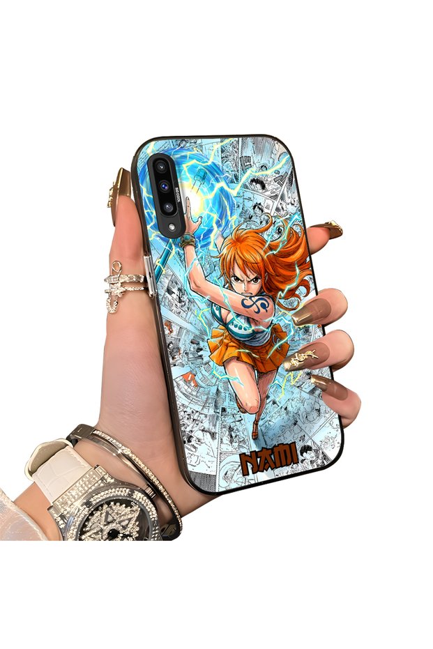 Samsung Galaxy A50 Compatible Silicone Hard-Edge Back Case with "Nami" Pattern—Lovers' Phone Case