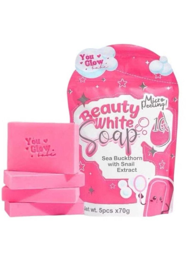Glow Babe Beauty White Soap 5x70g – Skin Whitening Bar with Sea Buckthorn & Snail Extract for