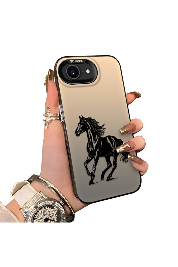 iPhone 17e-Compatible Silicone Hard-Edge Back Case with Patterned "Lovers" Design Phone Case