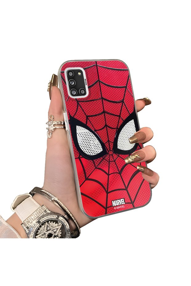 Samsung Galaxy A31 Compatible Silicone Hard-Edge Back Case with Spider-Man Design—Romantic Couple Phone Case