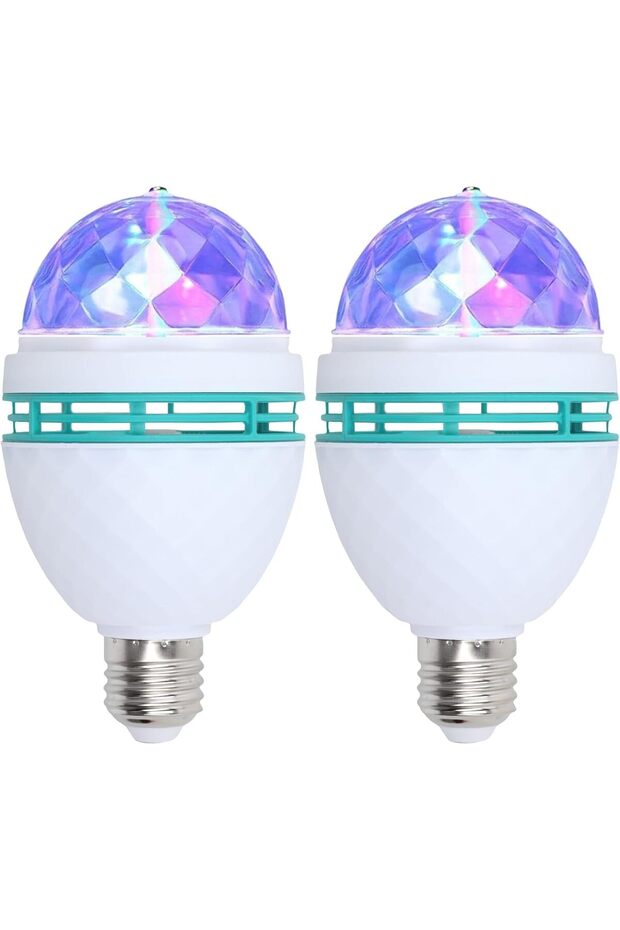 عبوة من مصباحين دوارين متعدد الألوان E27، مصابيح LED موفرة للطاقة متغيرة الألوان RGB للحفلات، مصباح LED متعدد الألوان مع وظيفة الوميض.