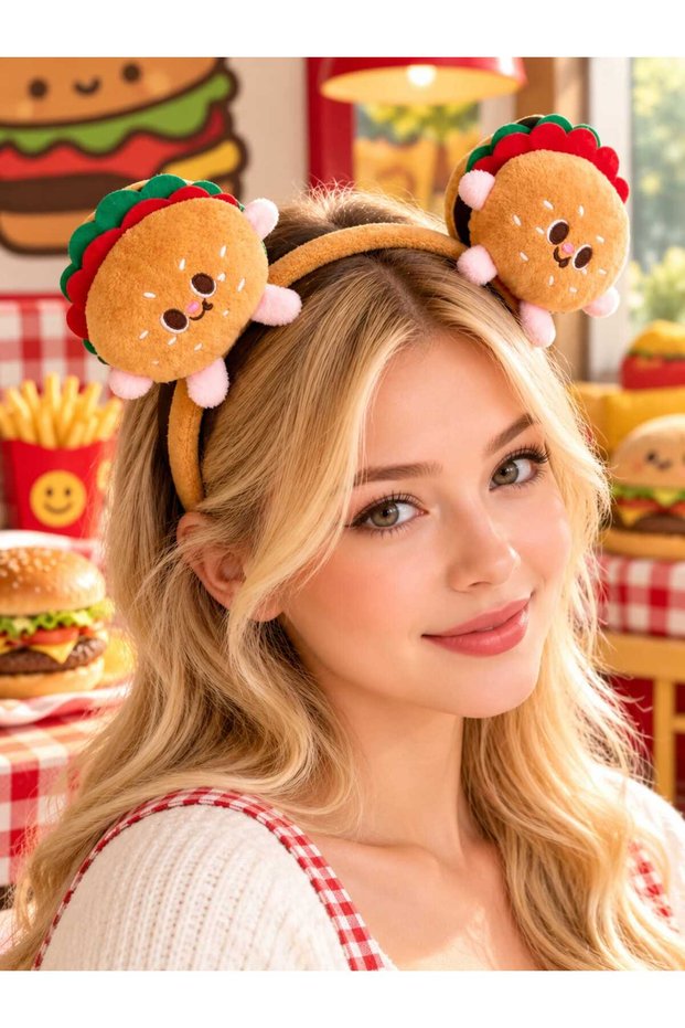 2 cm Fluffy Plush Hamburger-Shaped Crown