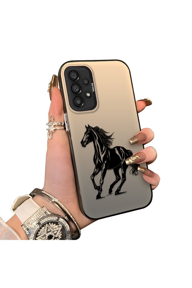 Samsung Galaxy A33 5G Compatible Silicone Hard-Edge Back Case with Patterned Design for Couples