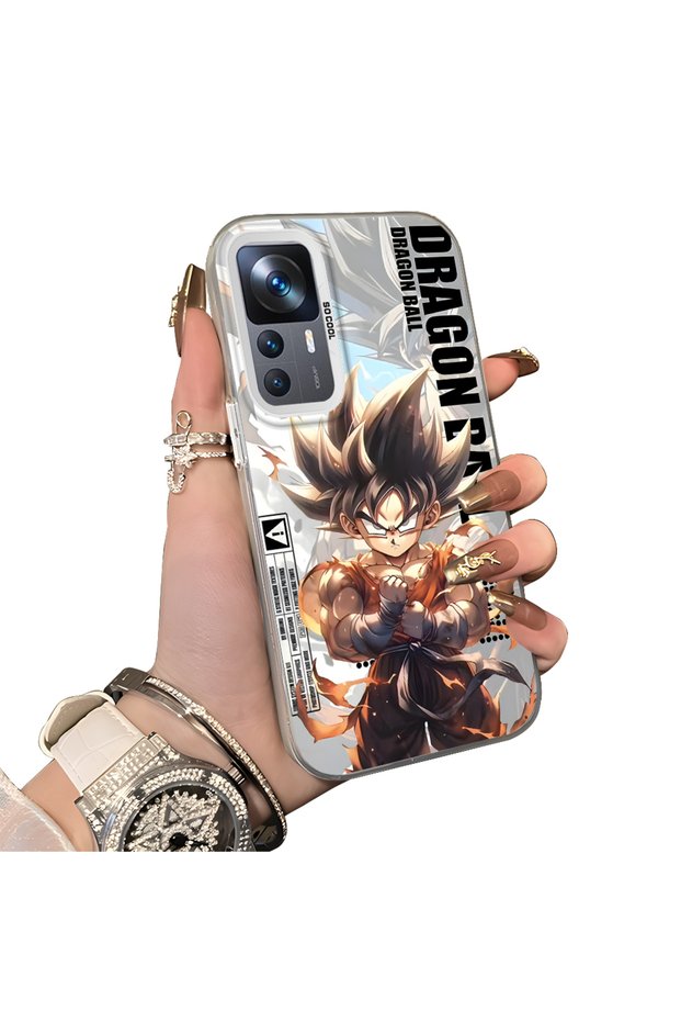 Mi 12T Pro Compatible Silicone Hard-Edge Back Case with Dragon Ball Design—Cute Couple Phone Case