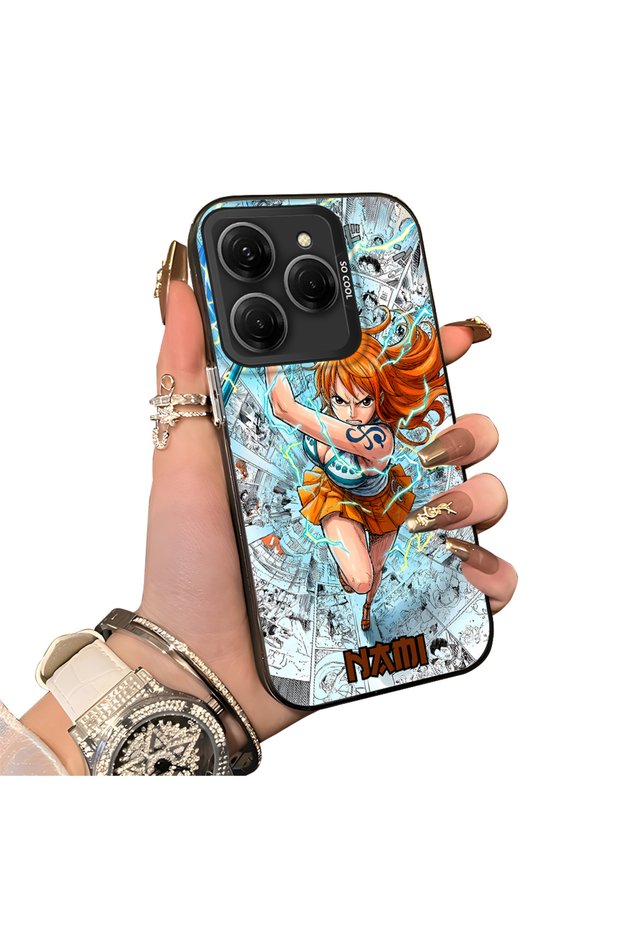 Tecno Spark 20 Pro Compatible Silicone Hard-Edge Back Case with "Nami" Pattern—Romantic Couple Phone Case