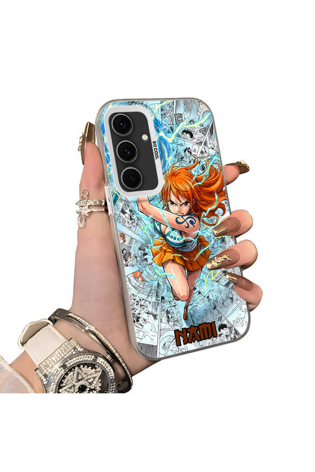 Samsung Galaxy S24 FE Compatible Silicone Hard-Edge Back Case with "Nami" Pattern—Romantic Couple Phone Case