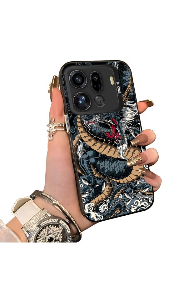 OPPO Find X9 Pro 5G Compatible Silicone Edge-to-Edge Hard Back Case with Dragon Pattern—Romantic Couple Phone Case