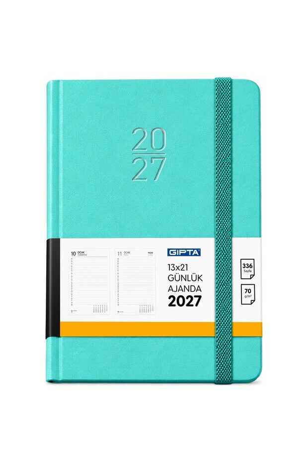 2027 Hardcover Daily Planner 139-erk Plaid 13x21 Turquoise