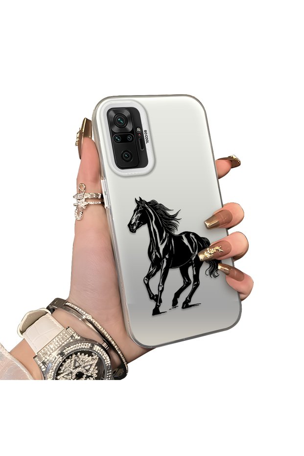 Redmi Note 10 Pro Compatible Silicone Hard-Edge Back Case with Patterned "Lovers" Design Phone Case