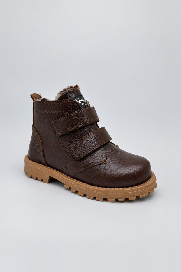 Genuine Leather Unisex Children's Boots, Brown