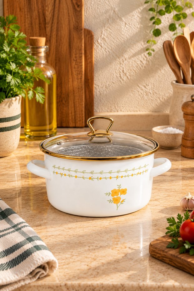 Almera Enameled 3-Piece Frying Pan Set, 3.5 Liters