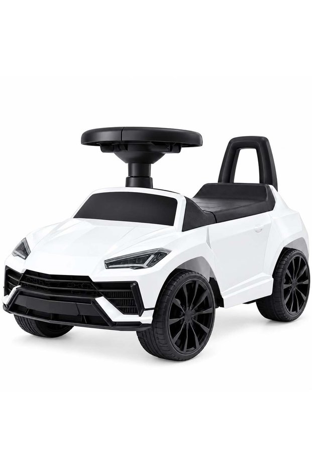 Kids Ride On Push Car with Musical Steering Wheel, Underseat Storage, Comfortable Backrest, 4 Wheels, Foot to Floor Sliding Toy Vehicle for Boys and Girls, Indoor Outdoor Play, Ages 2-6 Years