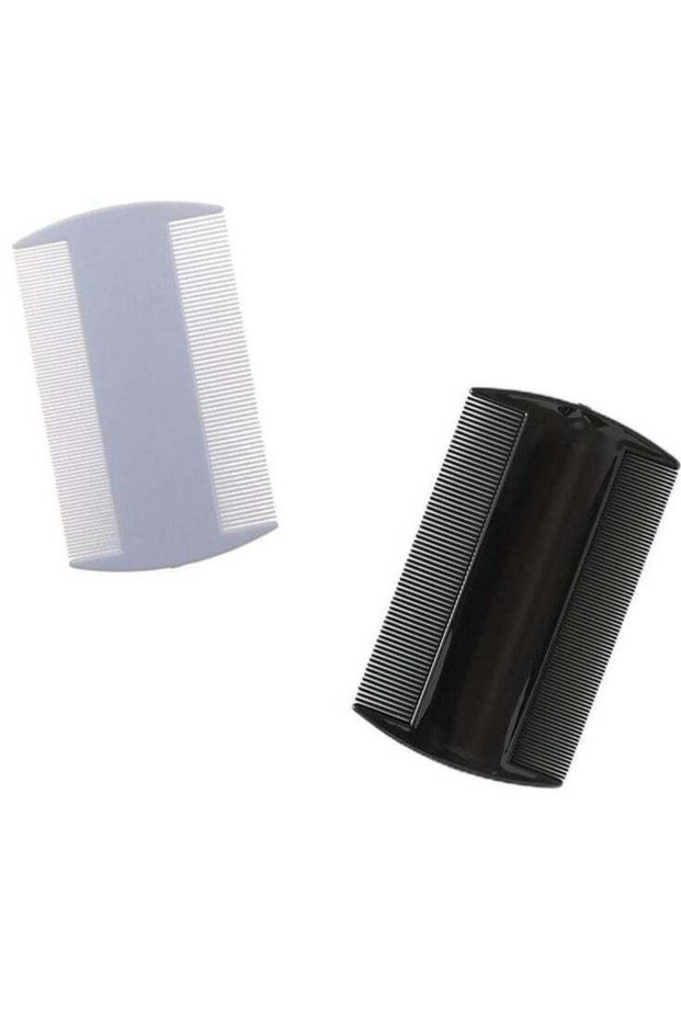 2-Piece Dual Double Sided Comb, Double Sided Nit Comb White/Black