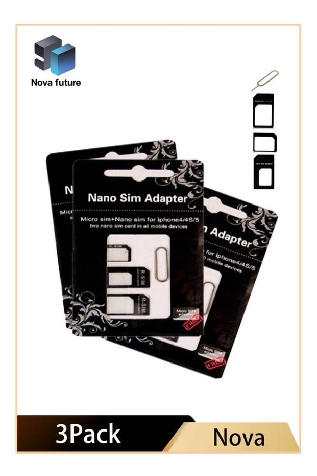 مجموعة محولات بطاقات SIM من Future 3Pack Nano Micro - مجموعة تحويل 4 في 1 قياسية مع صينية فولاذية لإخراج البطاقة