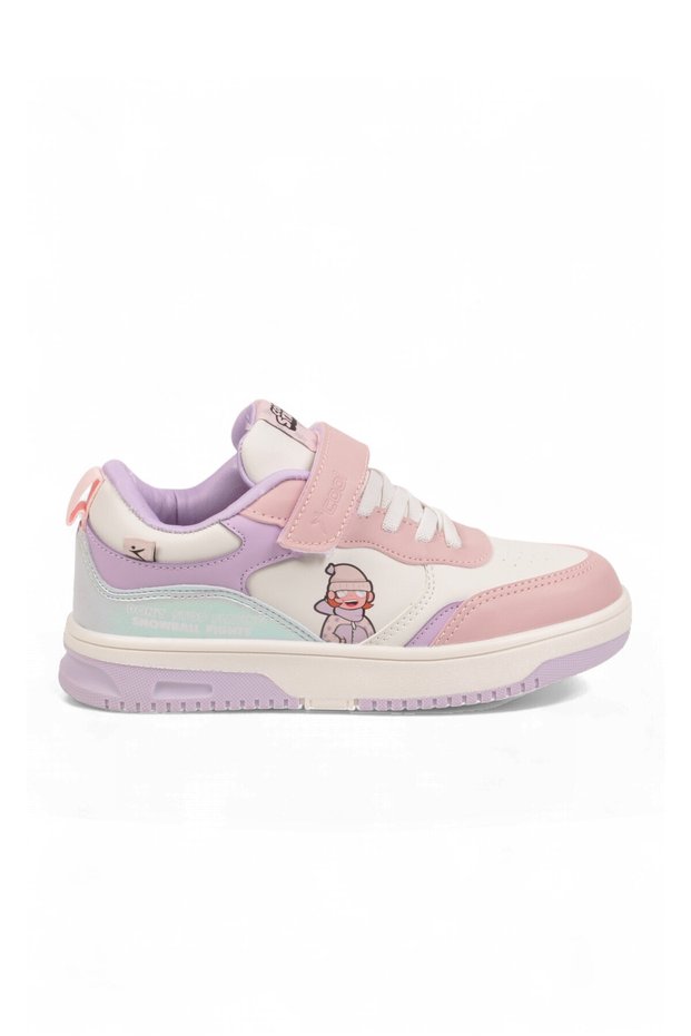 Girls' Powder-Colored Walking and Sneakers with Velcro Straps, Thick Sole—Star 26K Sneakers