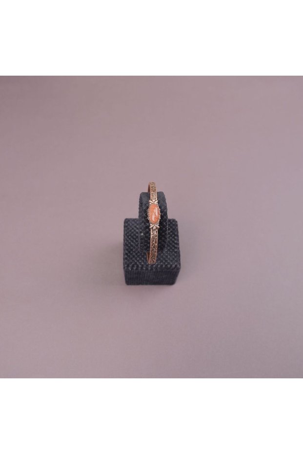 Copper Bracelet with Brown and Gold Sandstone Beads