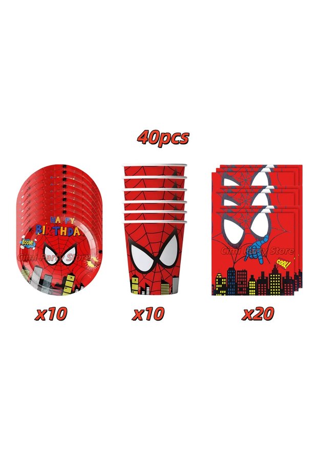 other 40pcs set Mask Spider Hero Birthday Party Supplies Tableware Kit Plates Cups Tablecloth
