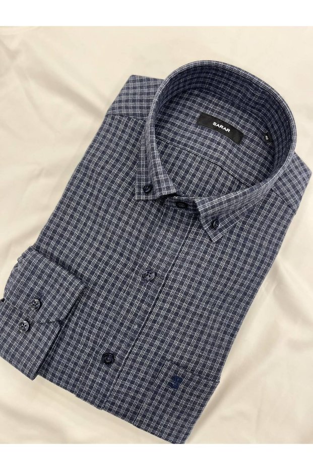 Woven Fabric, Regular Fit, Classic Plaid Patterned Shirt.