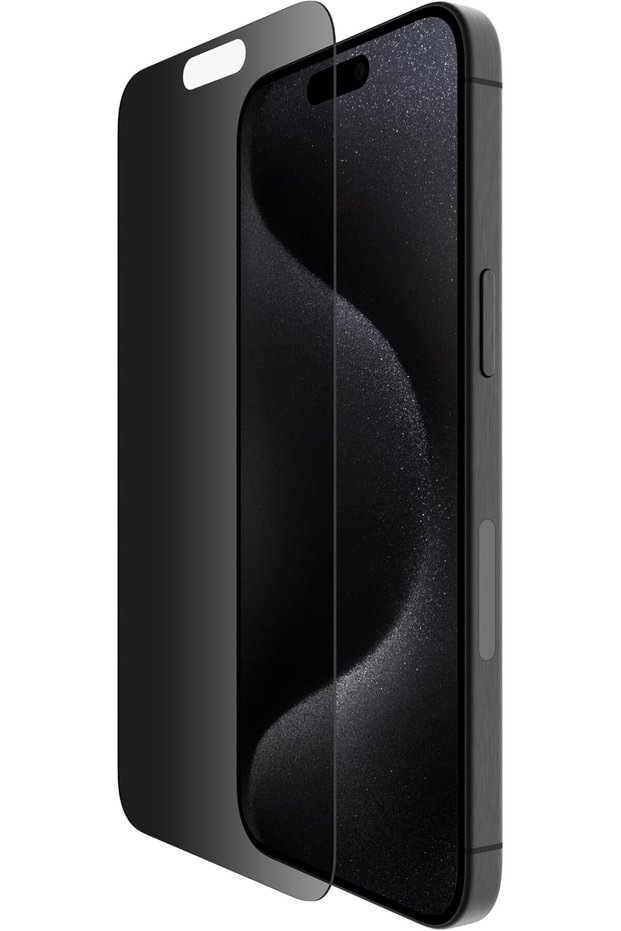 ScreenForce TemperedGlass Treated Privacy Screen Protector for iPhone 15 Pro Max - Slim & Scratch-Re