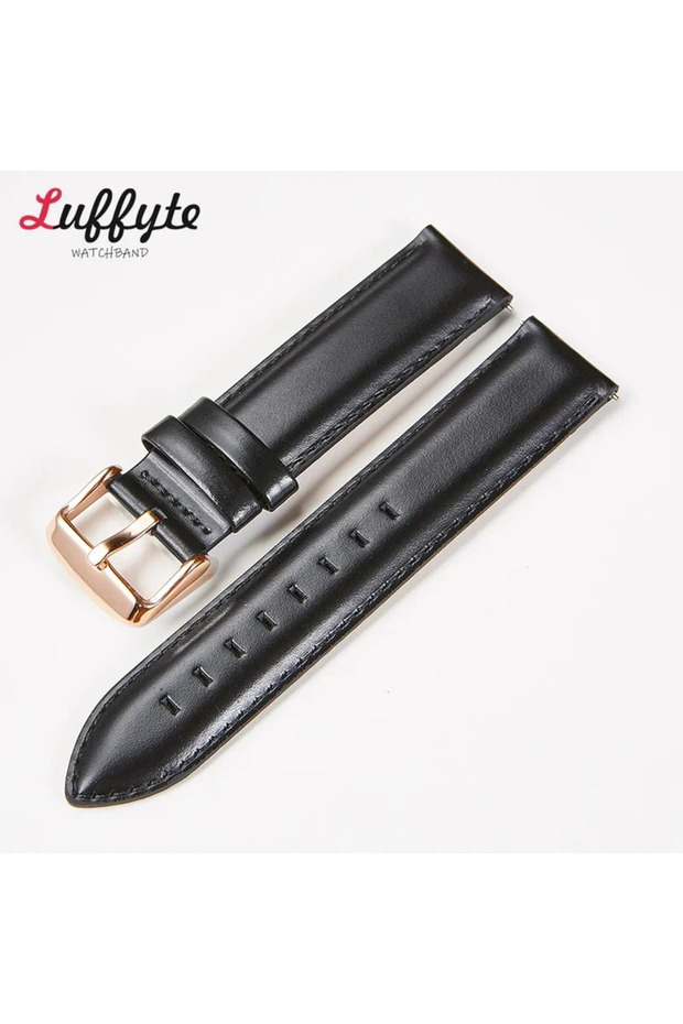 20mm Black-Rose Quick Release Genuine Leather Watchband Strap Rose Gold Buckle 18mm 20mm 22mm Leathe