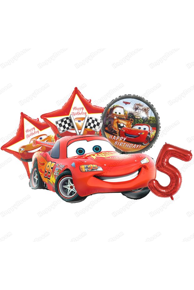 As Show 5 Cartoon Lightning Car Theme Foil Balloons Set Number 1-9 Balloon Cartoon Car Happy