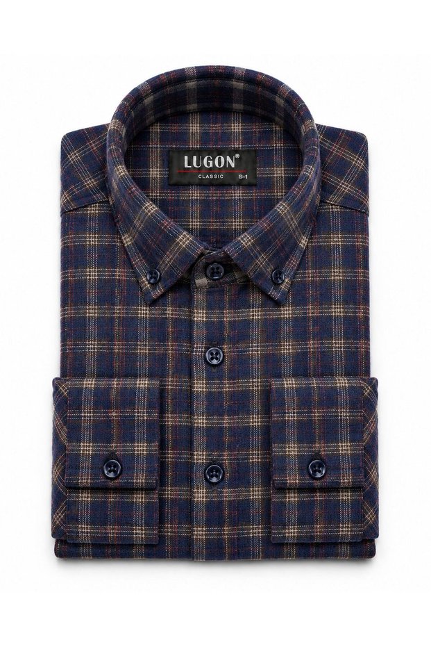 Lugon Double-Pocket Winter Cashmere Men's Shirt