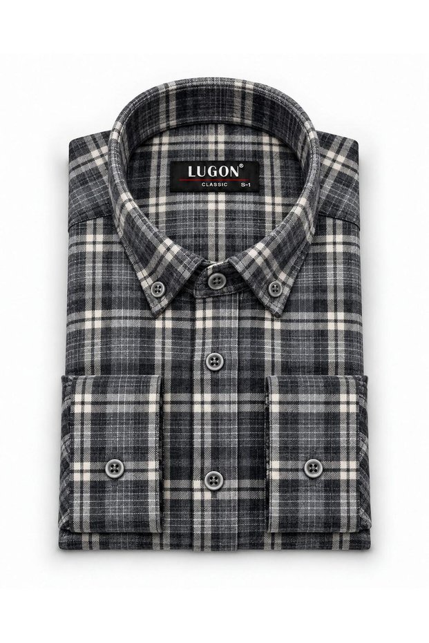 Lugon Double-Pocket Winter Cashmere Men's Shirt