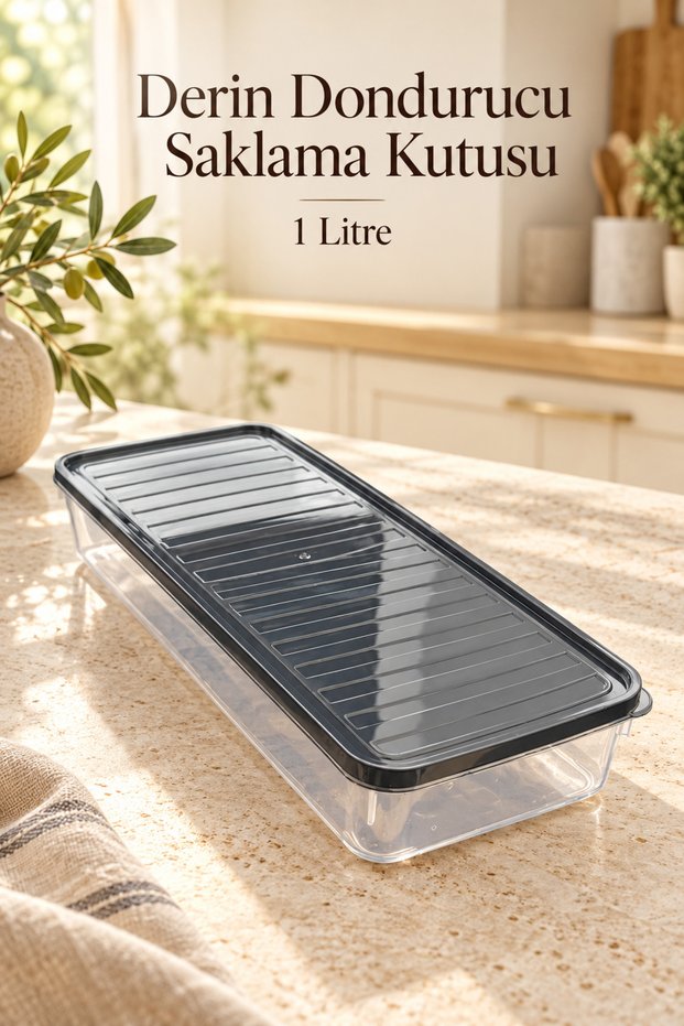 1 Transparent Freezer Storage Container with White Lid, Refrigerator Organizer - 1 Liter