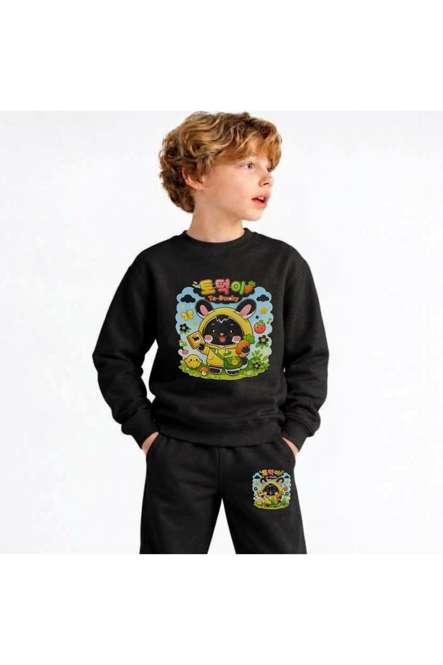 Team Sweatshirt with Print (as shown in the attached image) for Girls, Boys, and Kids—crew neck